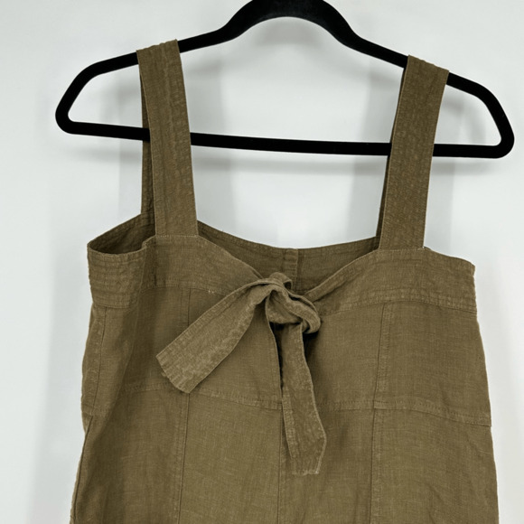 WRAP London Linen Jumpsuit Overall Wide Leg Crop Size 4 Rustic Green Lagenlook - Picture 9 of 12